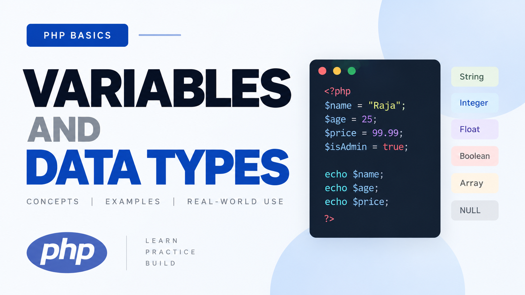 PHP Phase 2: Variables, Constants, Data Types, Type Juggling & Casting