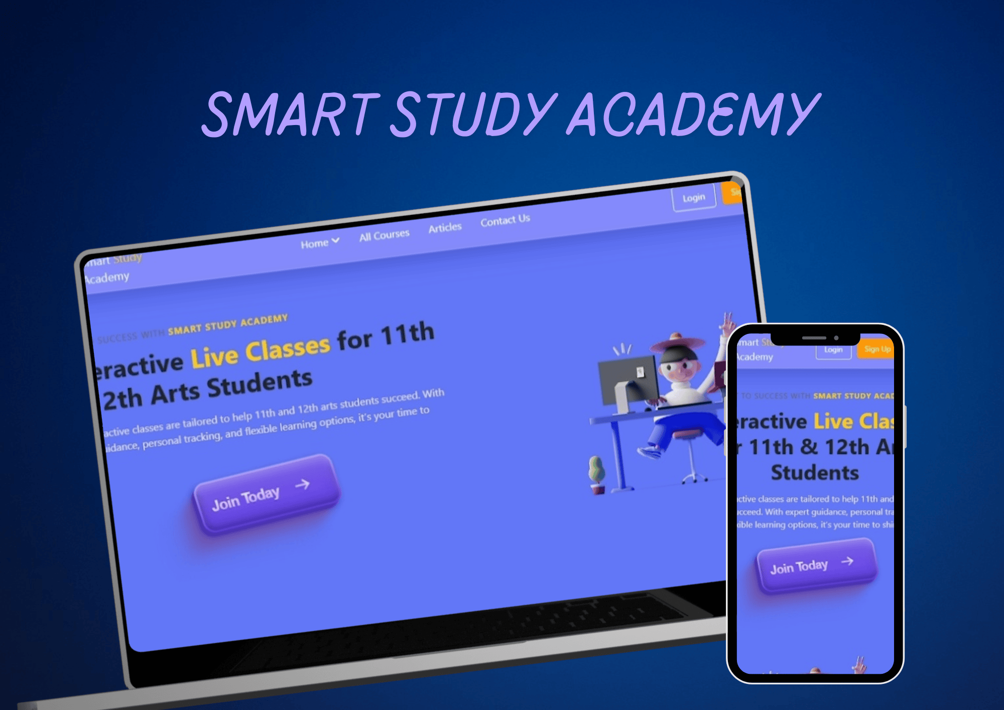 E-learning website Screenshot